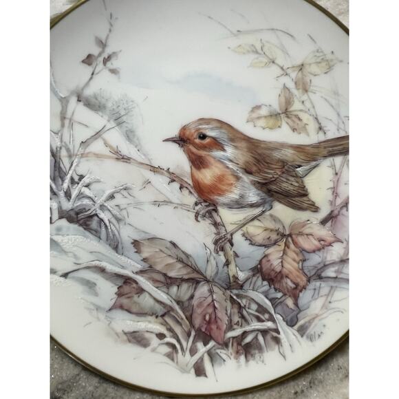 Four Gloria Porcelain Bayreuth Germany Decorative Bird Plates 24k Gold Rim - Picture 4 of 10